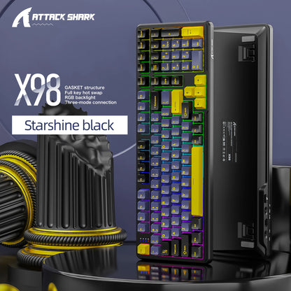 X98 Attack Shark Gaming Keyboard Wireless with Numeric Keypad, 102 Keys Hot-Swap RGB PBT Keycaps, 4000mAh Battery, Support PC/Laptop