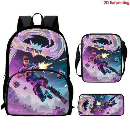 Fortnite 3Pcs Bag Set, Backpack with Front Pocket, Crossbody Bag and Pencil Case,  Boys girls The best gift for children