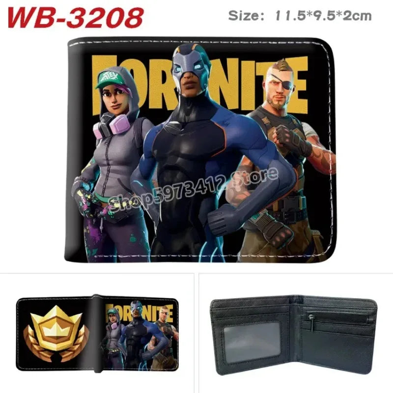 Fortress Night Wallets Boy Girl Anime Fortnites Wallet Cartoon Card Holder Bag Leather Short Purse Fashion Fold Purses Kids Gift