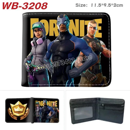 Fortress Night Wallets Boy Girl Anime Fortnites Wallet Cartoon Card Holder Bag Leather Short Purse Fashion Fold Purses Kids Gift