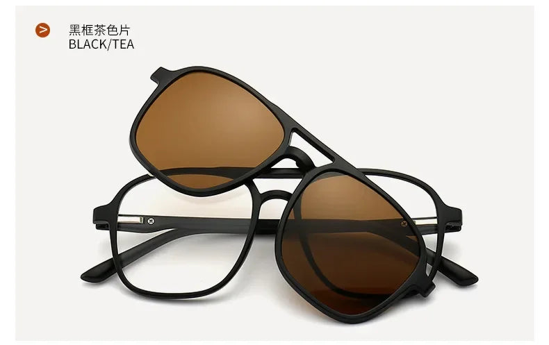 Ochelari de soare polarizați cu atracție magnetică oglindă, ochelari de ciclism 2 în 1 cu clemă, ochelari strălucitori pentru bărbați, ochelari cu ramă dublă pentru femei