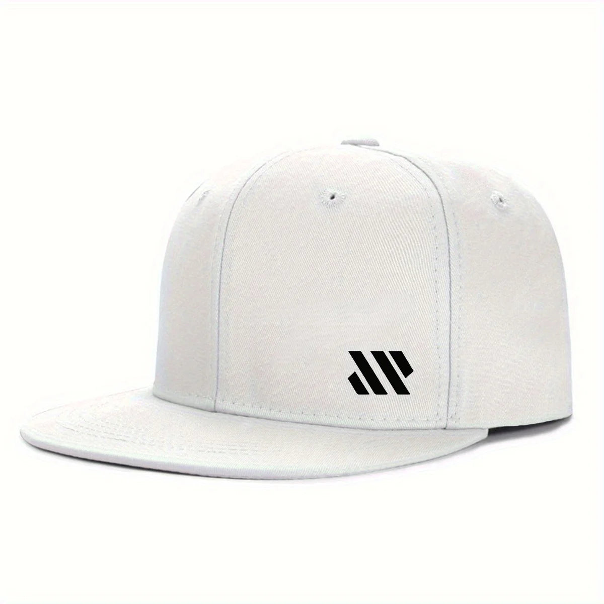 Baseball Hat With White Logo Unisex Adjustable Breathable Flat Brimmed Hat Lightweight Outdoor Travel Hat Headwear