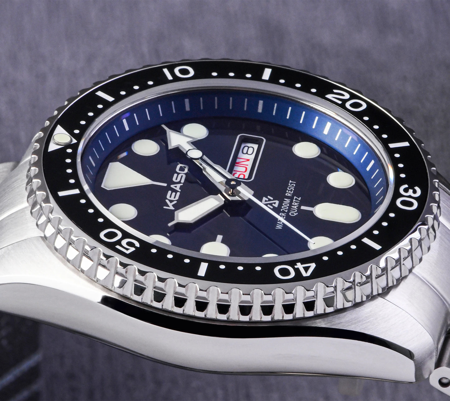 KEASO Top Men's Dive Watch C3 Super Luminous 316L Solid Steel 20Bar Waterproof Sapphire Mirror MIYOTA 2035 Quartz Movement Watch