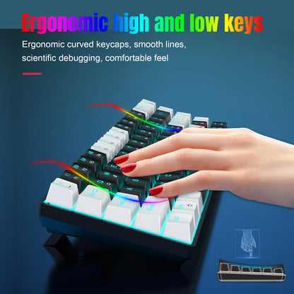 Hot sale HXSJ V800 68 key wired keyboard Hot swappable switch ergonomic ice blue backlight durability gaming mechanical keyboard