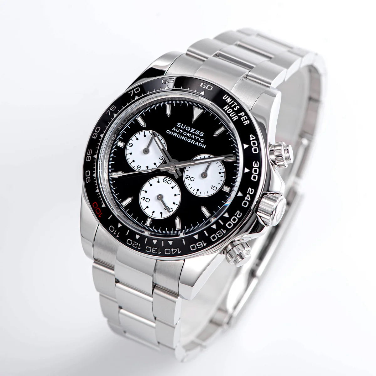 Sugess Diving Men's Watch Panda Automatic Mechanical Chronograph Peacock SL4801 Movement Wristwatch Waterproof Ceramic Bezel New