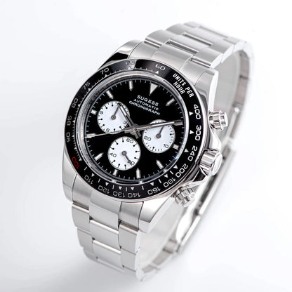 Sugess Diving Men's Watch Panda Automatic Mechanical Chronograph Peacock SL4801 Movement Wristwatch Waterproof Ceramic Bezel New