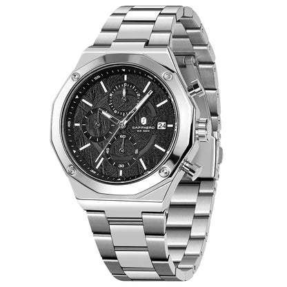 SAPPHERO Roségouden herenhorloge, modieus luxe horloge, roestvrijstalen horloge, waterdicht tot 50 m, herenhorloge, nieuwjaarscadeaus