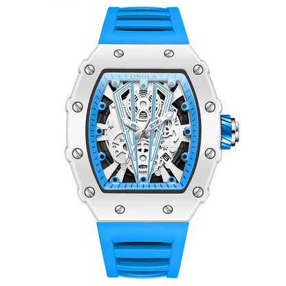Gift Box Watches for Man ONOLA 3826W Trend White Men Watch Tonneau Calendar Waterproof Silicone Strap Relogios Masculino