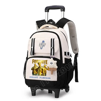 Fortnite Student Rolling Backpack Large Capacity Waterproof Lightweight Design Minimalist Laptop School Bag Casual Travel Bag