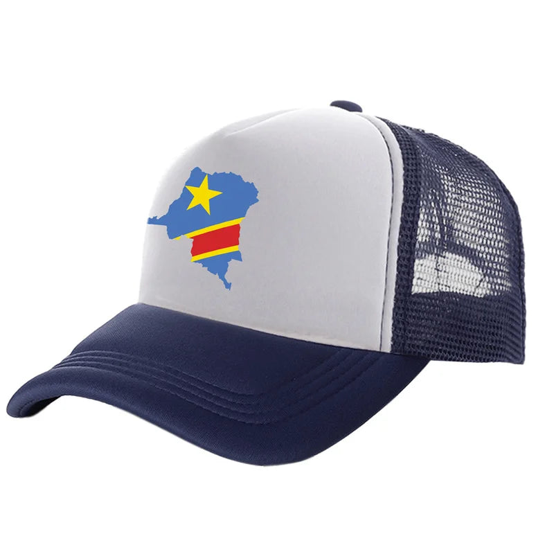 Casquette de camionneur pour homme « Congo démocratique » Casquette de la République démocratique du Congo Casquette de baseball Casquettes unisexes en maille aérée pour l'été