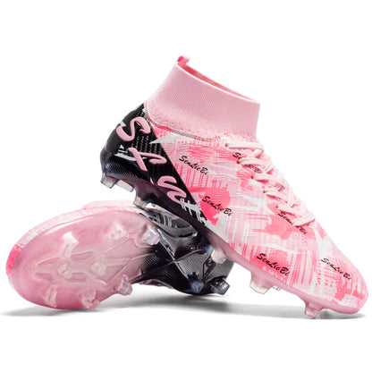 Sapatilhas de futebol de marca e estilo para homem e mulher, botas profissionais de campo, tamanho grande 46, pitões longos, chuteiras de futebol para homem