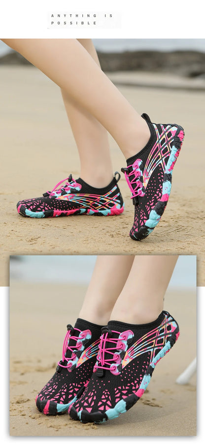 Quick Drying Aqua Shoes Women’s Water Shoes Swimming Barefoot Five Fingers Aqua Shoes Colorful Beach Seaside Light Sneakers