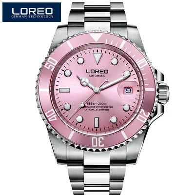 LOREO Original Men's Business Watch 20ATM Waterproof Wristwatch Top Brand Casual Sport Seagull Automatic Mechanical Watch Men