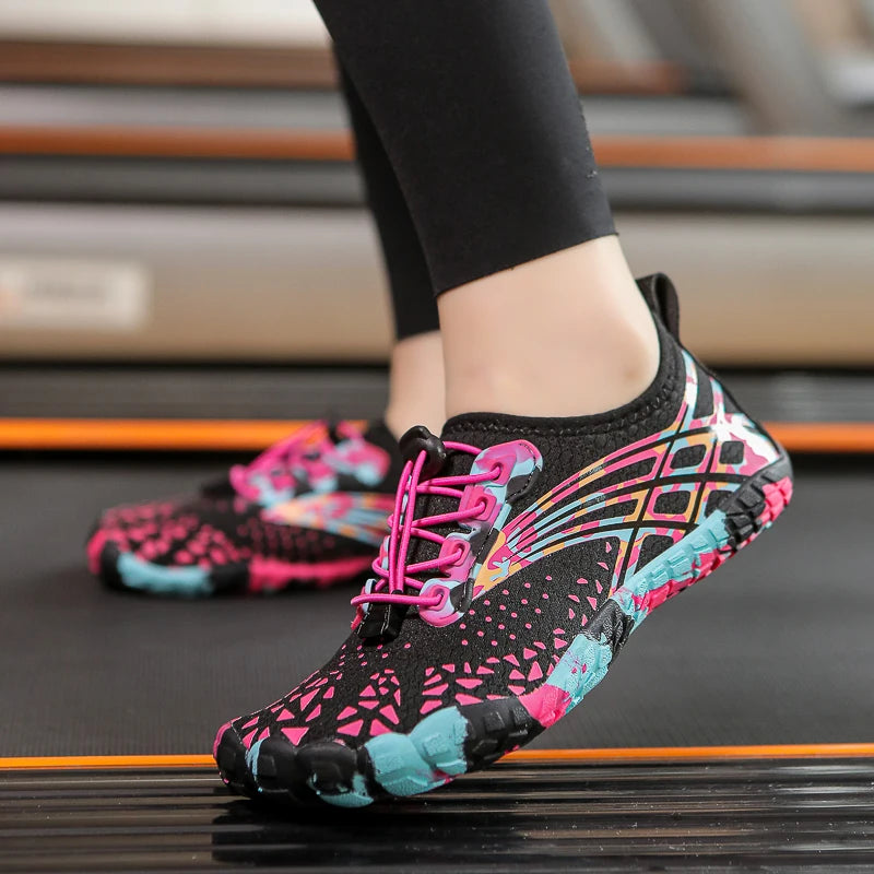 Quick Drying Aqua Shoes Women’s Water Shoes Swimming Barefoot Five Fingers Aqua Shoes Colorful Beach Seaside Light Sneakers