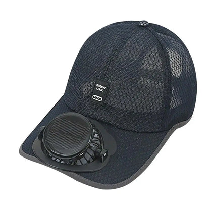 Ademende zonnehoed — Zonneventilator, opladen via USB