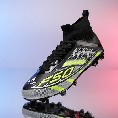 Nouvelles chaussures de football professionnelles pour hommes TF/FG, chaussures de football pour garçons, chaussures de sport unisexes à cheville haute, antidérapantes, confortables
