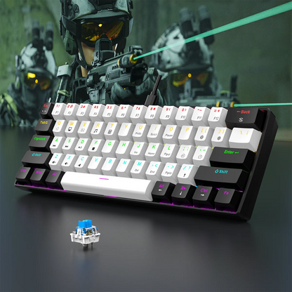 60% wired gaming keyboard, RGB backlight ultra compact mini keyboard, waterproof small compact 61 key keyboard for pc/Mac gamers