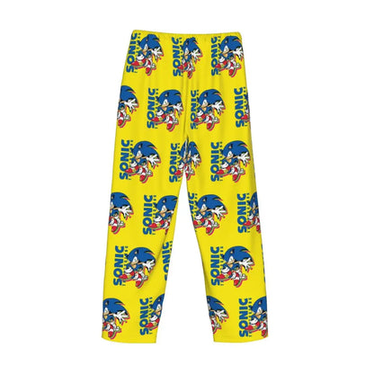 Pantalones de pijama personalizados para hombre con estampado «Soniced», con motivo de erizo, ropa de dormir, pantalones de estar por casa con bolsillos