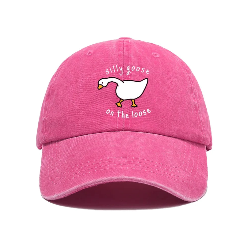 Big Goose Printed Baseball Hat for Men and Women, Small Fresh Soft Top Duck Tongue Hat, Sunshade Hat, Outdoor Sunscreen