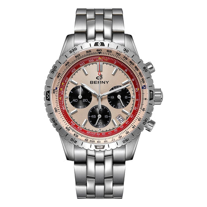 Pánské hodinky BERNY Aviation – křemenný chronograf s datem, safírovým sklem a ultraluminiscenční vrstvou – elegantní hodinky luxusní značky