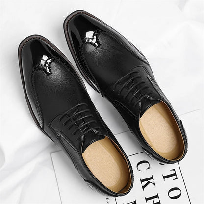 PU Leather Men's Oxford Shoes Heightened Formal Casual Shoes Business Male Suit Shoes New Design Derby Footwear Walking Sneakers