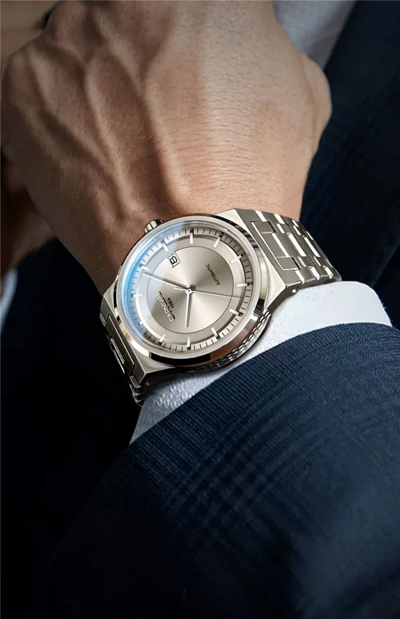 Carnival Brand Luxury Business Watch Fashion Waterproof Rose Gold Silver Calendar Automatic Mechanical Wristwatch For Men Reloj