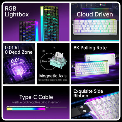 SMAILWOLF SK11 68HE Magnetic Gaming Keyboard Mechanical Wired Professional Gaming 0.01mm Quick Trigger 8KHz 0.25ms RGB Lighting