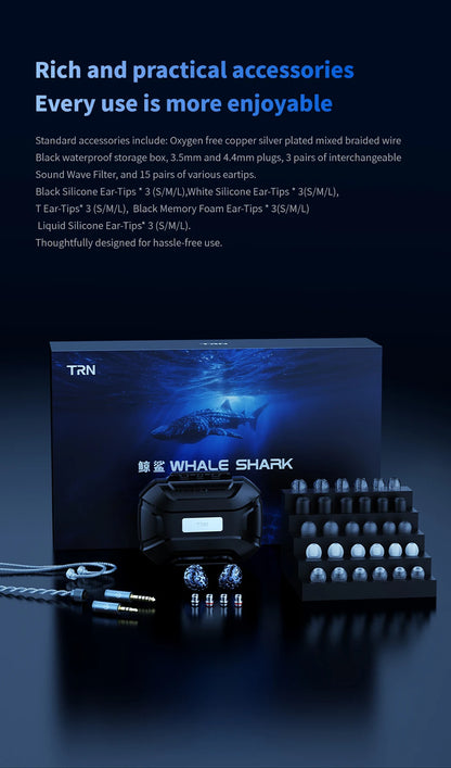 TRN Whale Shark Hybrid Earphones Triple Dynamic + Planar  In-Ear Monitors headphones