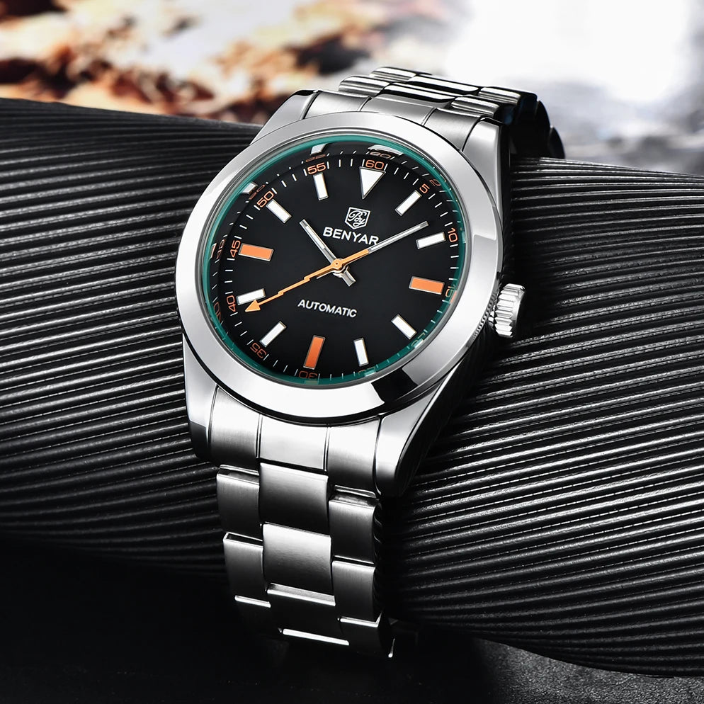 BENYAR 2026 New Mens Watches Top Brand Luxury Watch Men Automatic Mechanical Waterproof 50M Luminous Sports Wristwatch for Men