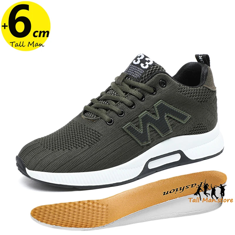 Masszív férfi cipő, magasságnövelő talpbetét 6 cm, sport, nagy méret 37–46