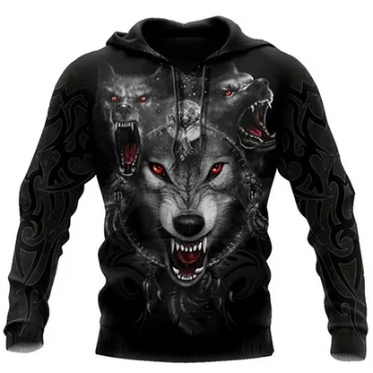 Moda primavera-otoño: sudaderas con capucha para hombre con estampado 3D de lobos por toda la prenda, sudaderas unisex, jerséis, chaquetas informales y abrigos de estilo urbano, talla 4XL
