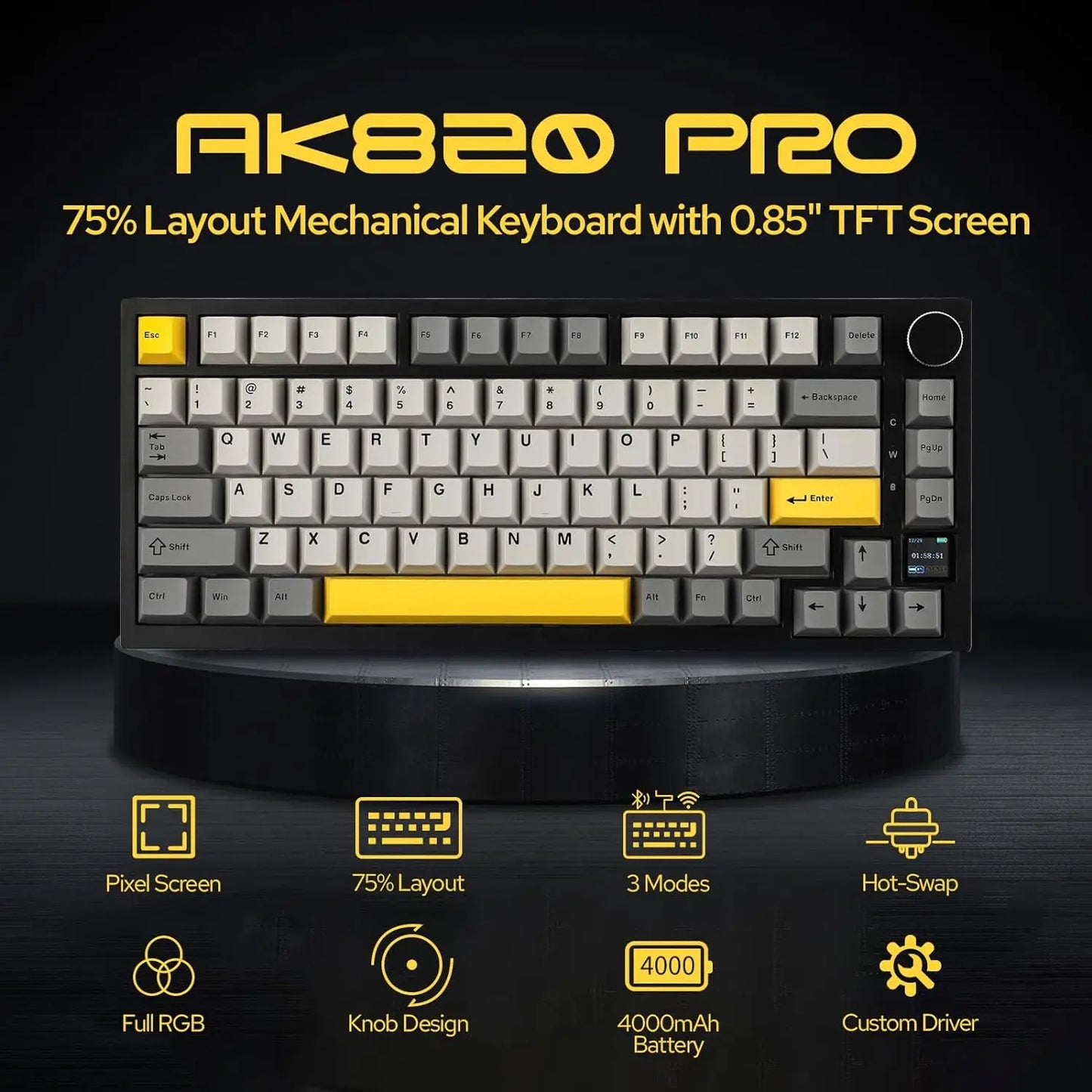 AJAZZ AK820 Rotary Volume Buttons Hot-Swappable Keys For Office AndHome Mechanical Keyboards DIY