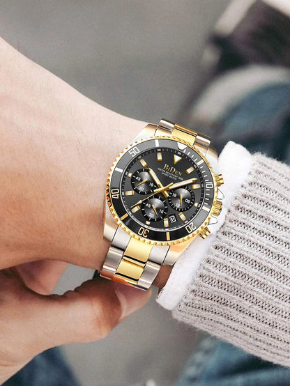 BIDEN Multi-functional men's quartz watch luxury waterproof night light business style diving series casual fashion watch