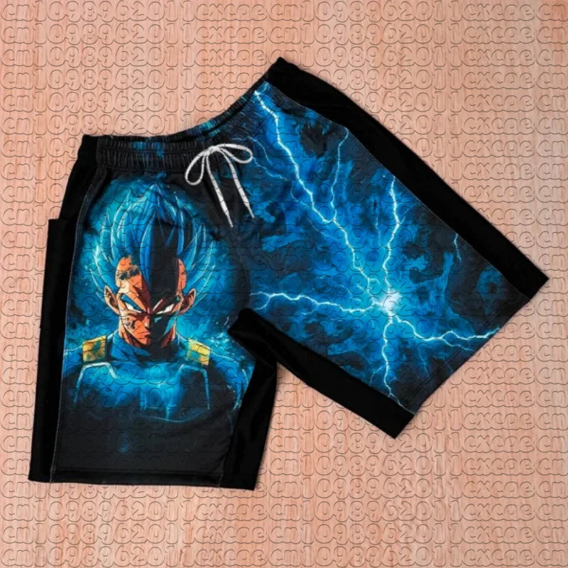Pantalones cortos de verano con estampado de Goku de Dragon Ball, transpirables y de secado rápido, pantalones cortos deportivos holgados de estilo retro americano para hombre y mujer