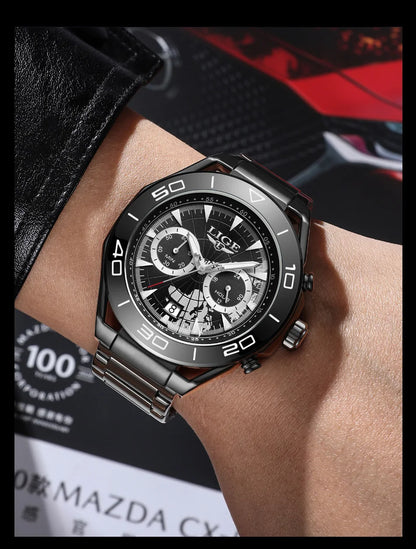 LIGE Luxe herenhorloges Casual zakelijk horloge Herenmode Waterdicht Militair herenhorloge met kwarts Montre Homme