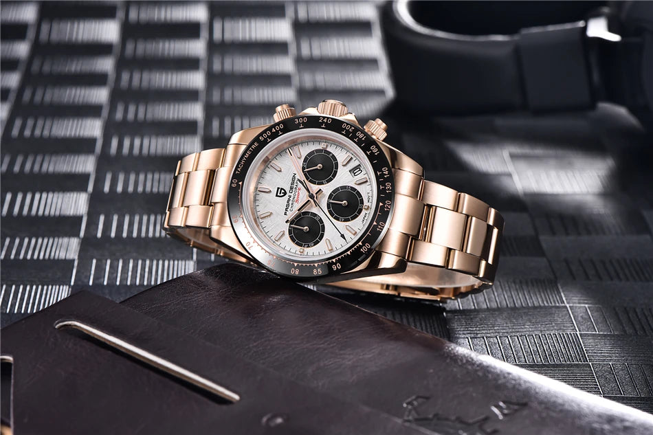 PAGANI DESIGN V2 40MM Meteorite Dial Men Quartz Watches Sapphire Retro Chronograph Waterproof Watch For Men