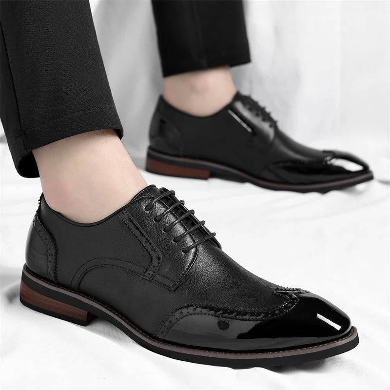 PU Leather Men's Oxford Shoes Heightened Formal Casual Shoes Business Male Suit Shoes New Design Derby Footwear Walking Sneakers