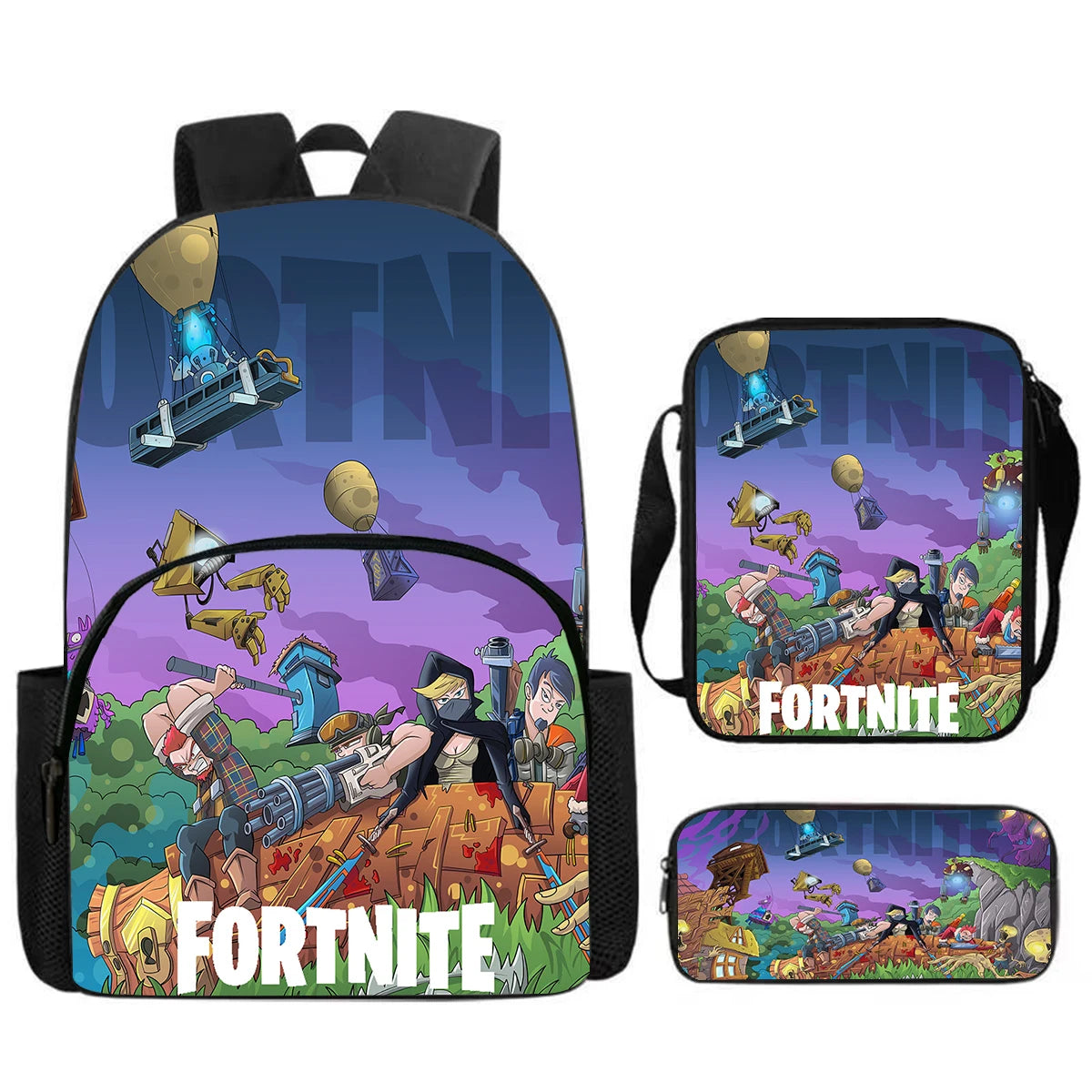 Fortnite 3Pcs Bag Set, Backpack with Front Pocket, Crossbody Bag and Pencil Case,  Boys girls The best gift for children