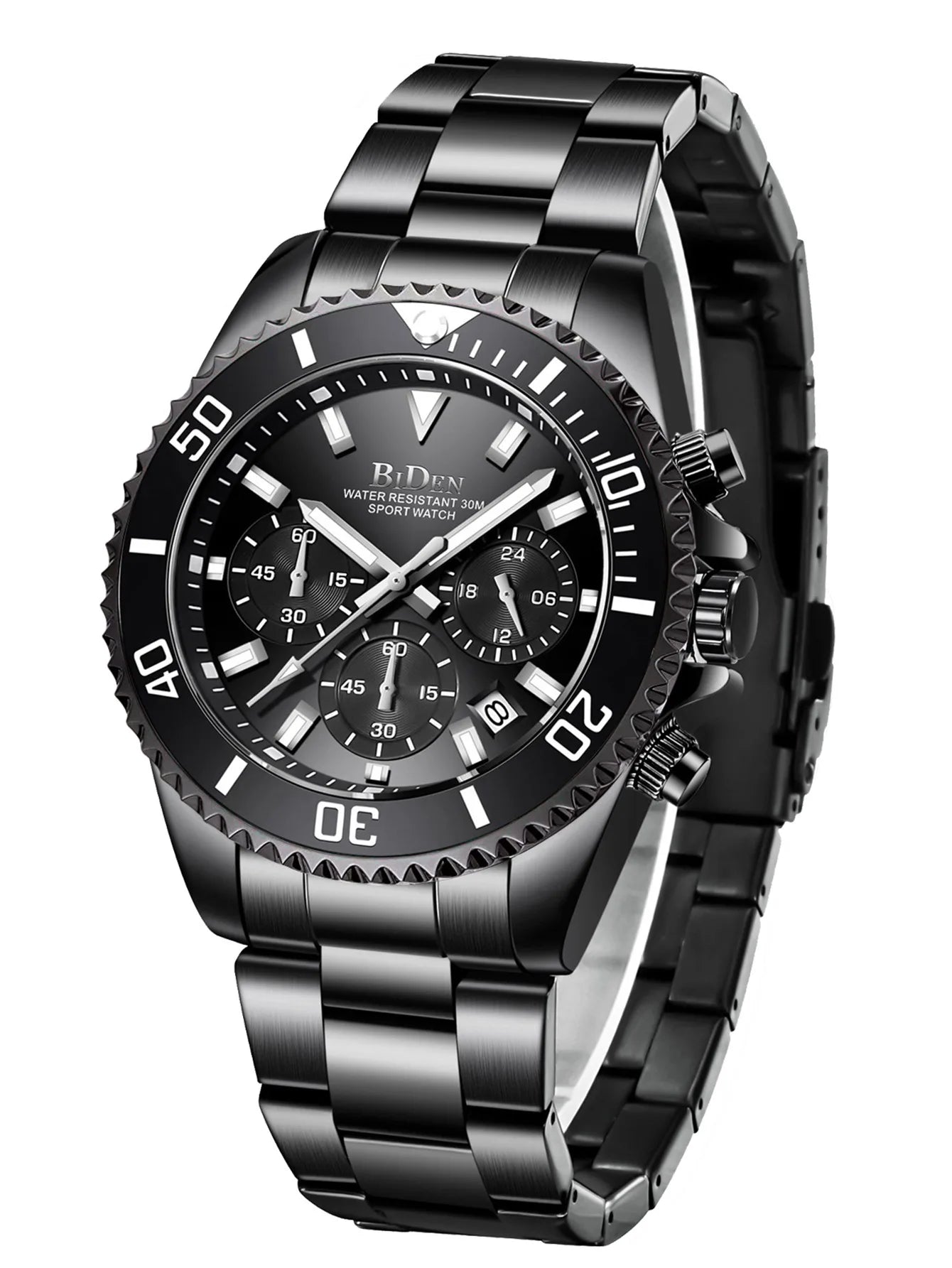 BIDEN Multi-functional men's quartz watch luxury waterproof night light business style diving series casual fashion watch