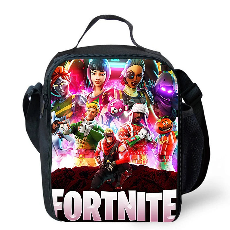 Cute Cartoon Lunch Bag Insulated Thermal Food Container Leakproof Reusable Fortnite Lunch Cooler Bag for Kids Student