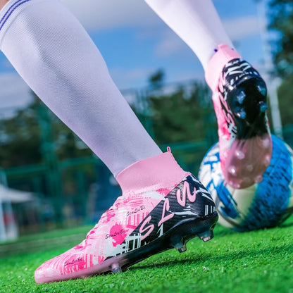 Sapatilhas de futebol de marca e estilo para homem e mulher, botas profissionais de campo, tamanho grande 46, pitões longos, chuteiras de futebol para homem