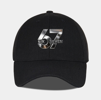 Metallic Number 67 "Six Seven" Print Baseball Cap Adjustable Unisex Streetwear Sun Hat