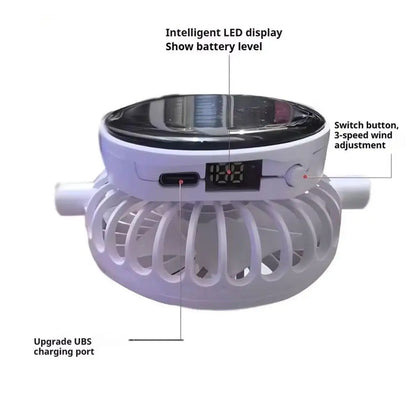 Ademende zonnehoed — Zonneventilator, opladen via USB