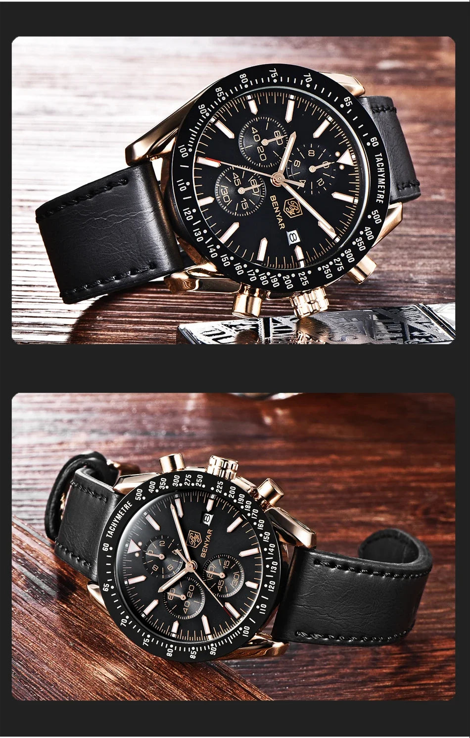 Orologio da uomo BENYAR 5140, orologio sportivo casual, orologio al quarzo di lusso impermeabile, cronografo militare di marca di alta gamma.