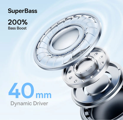 Baseus Wireless Bluetooth 5.3 Over-Ear Headphones – HiFi 40mm Driver, 70H Playtime Foldable Headset with Spatial Audio