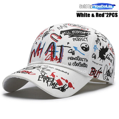 Graffiti-Baseballkappe für Damen und Herren – Verstellbare Kappe aus Baumwolle im Streetstyle mit Snapback
