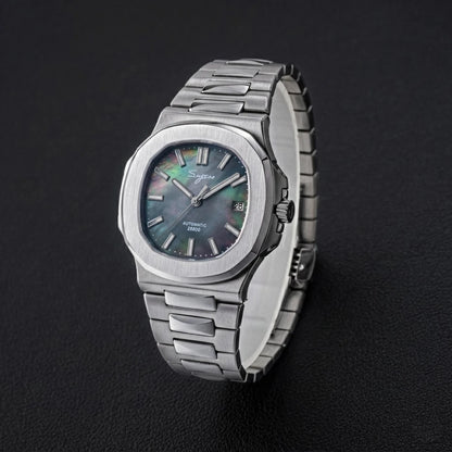 Sugess Men's Watch Automatic Mechanical Wristwatch Miyota 9015 Movement MOP Dial Luminous Waterproof 5bar Bracelet Luxury S466