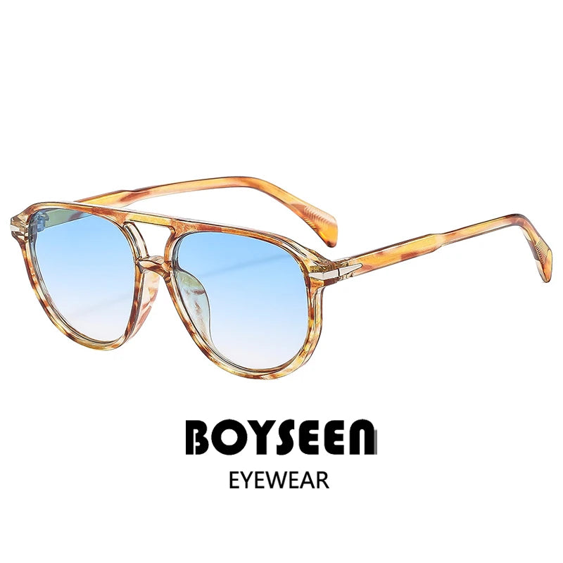 BOYSEEN Beach Sunglasses Man Summer Orange Sun Glasses UV400  Can Do Prescription Glasses Big Frame Blue Eyewear