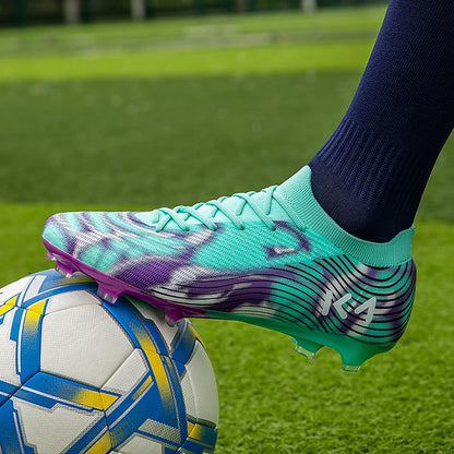 Nuevas zapatillas de fútbol para hombre, botas para césped exterior, tacos antideslizantes de alta calidad, caña alta y ligeras para niños, modelo superventas