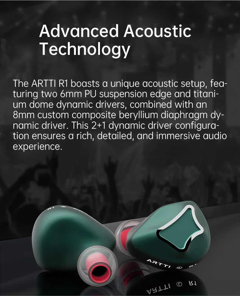 ARTTI T10 Planar Driver In-Ear HiFi Earphones, Wired IEM Monitors with 14.2mm Planar Driver, Detachable 0.78mm 2-Pin Cable, 3.5mm/4.4mm Audiophile Earbuds